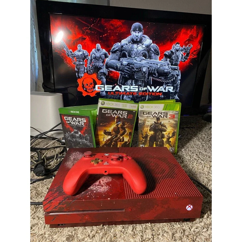 Microsoft Xbox One S Gears of War 4 Limited Edition 2 TB Crimson Red Console W